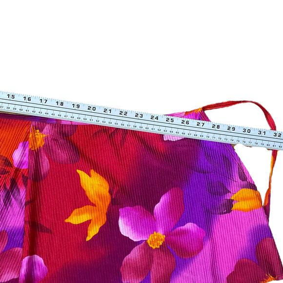 Vtg 80s Red Pink Tropical Floral Beach Swim Wrap Mini Skirt One Size - Picture 5 of 6